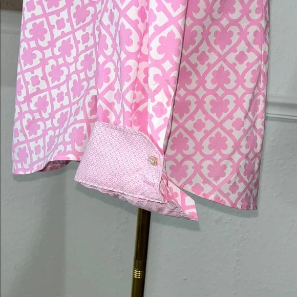 Talbots Pink Geometric Button Down Shirt - Picture 7 of 12